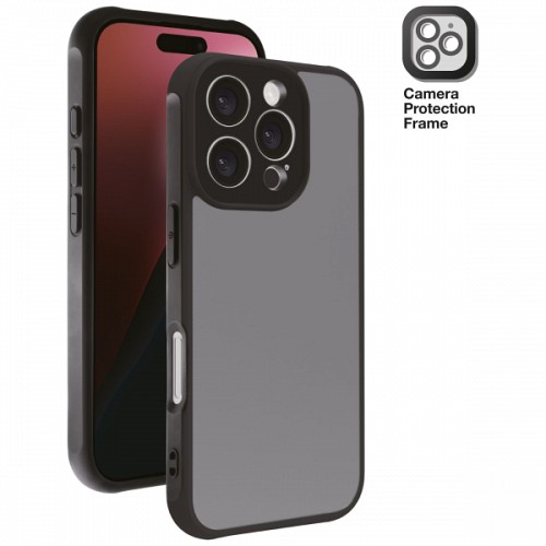 VIVANCO FROSTED COVER IPHONE 16 PRO semi transparent/black backcover