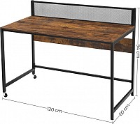 Τροχήλατο Μεταλλικό Γραφείο 120 x 60 x 94 cm Vasagle (LWD031B01) (VASLWD031B01)