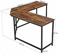 Μεταλλικό Γωνιακό Γραφείο 149 x 149 x 75 cm Vasagle (LWD73X) (VASLWD73X)