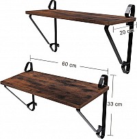 Σετ Επιτοίχια Μεταλλικά Ράφια 68 x 28 x 10 cm 2 τμχ Vasagle (LCR01BX) (VASLCR01BX)