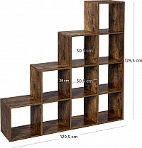 Ξύλινη Βιβλιοθήκη με 10 Ράφια 129.5 x 29 x 129.5 cm Χρώματος Σκούρο Καφέ Vasagle (LBC10BX) (VASLBC10BX)