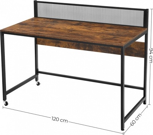 Τροχήλατο Μεταλλικό Γραφείο 120 x 60 x 94 cm Vasagle (LWD031B01) (VASLWD031B01)