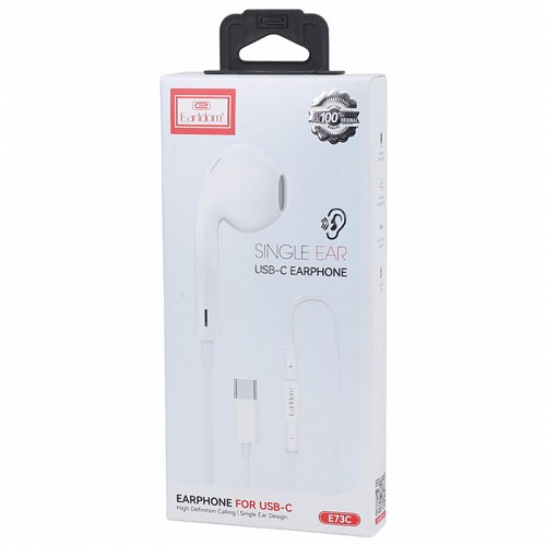 Earldom Et-e73c In-ear Mono Handsfree Ακουστικά με Βύσμα tYPE-c Λευκό