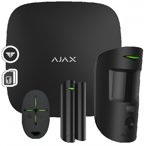 AJAX STARTER KIT CAM ΜΑΥΡΟ(1 x HUB 2,1 x MOTION CAM,1 x DOOR PROTECT,1 x SPACE CONTROL)