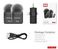 Earldom MC13 Μικρόφωνο Πέτου για Κινητό 3 in 1 USB-C & Lightning & 3.5mm