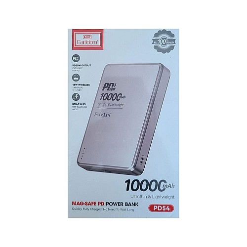 EARLDOM PD54 Ασύρματο Power Bank 10.000 mAh 20W USB-C / 15W Wireless Charging Λευκό