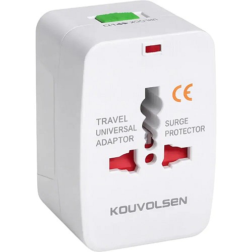 Kouvolsen KOS-10010 – Universal Travel Adapter 10A για 150+ Χώρες (110–250V)