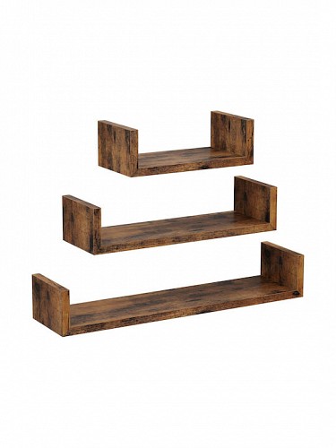 Songmics Ράφια Τοίχου Καφέ 3τμχ 60x15x10εκ (LWS066T01) (SNGLWS066T01)