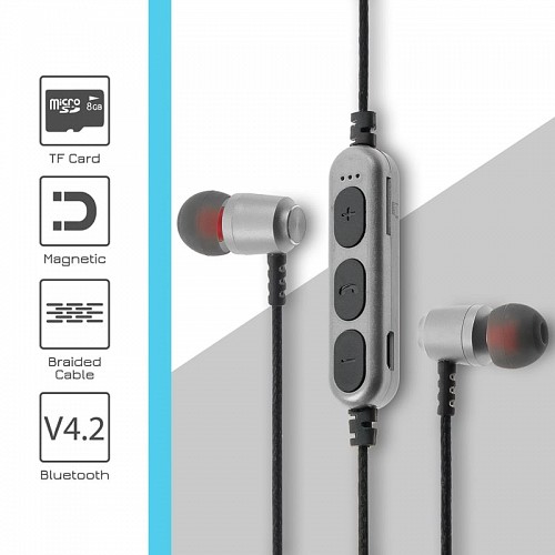 Magnetic Metal Headset BT V4.2 MS-T15 Silver 1018.114