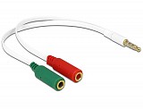DELOCK καλώδιο 3.5mm 4-pin σε 2x 3.5mm 3-pin θηλυκό 65447, λευκό 65447