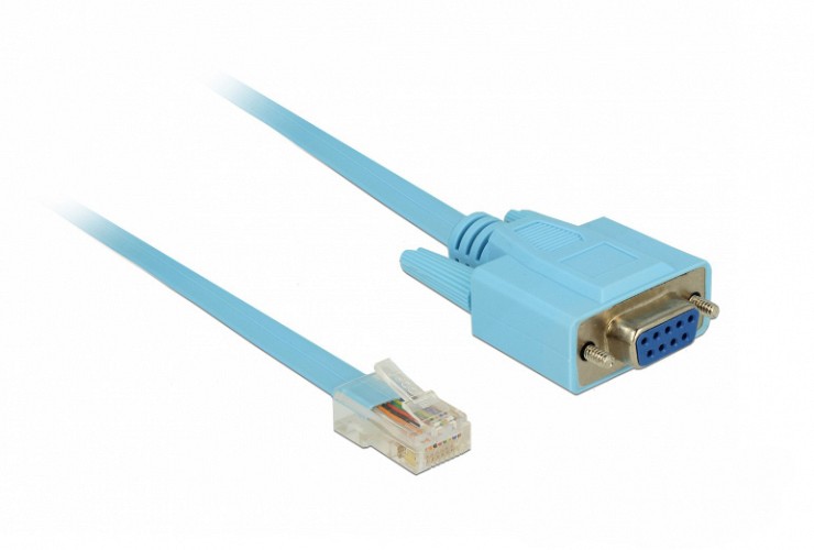 DELOCK Καλώδιο Serial RS-232 DB9 female σε RJ45 male, 1m, μπλε 63341
