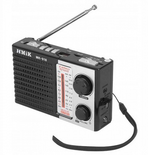 HMIK φορητό ραδιόφωνο & ηχείο MK-918 με φακό, USB/TF/AUX, μαύρο LXMK918C