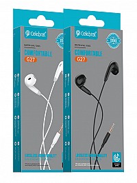 CELEBRAT earphones με μικρόφωνο G27, 3.5mm σύνδεση, Φ14mm, 1.2m, λευκά G27-WH