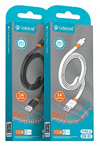 CELEBRAT καλώδιο USB-C σε USB CB-33C, flat, 15W, 1m, λευκό CB-33A-C-WH