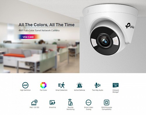 TP-LINK IP κάμερα VIGI C440, 2.8mm, 4MP, PoE, SD, Ver. 2.0 VIGI-C440-28MM