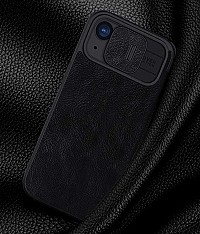 NILLKIN θήκη Qin Pro για iPhone 15, δερμάτινη, μαύρη 6902048265172