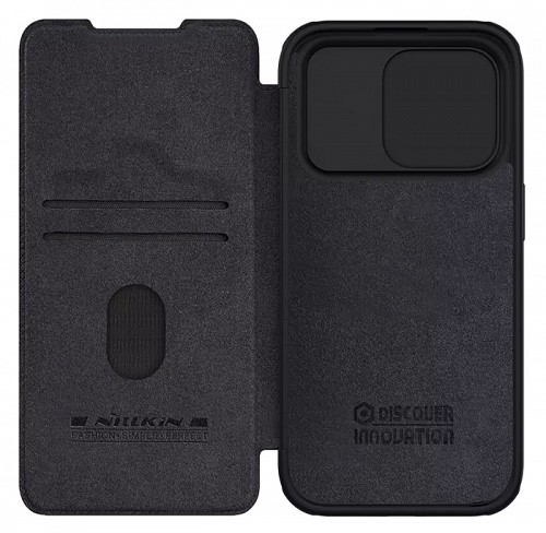 NILLKIN θήκη Qin Pro για iPhone 15 Pro Max, δερμάτινη, μαύρη 6902048265264