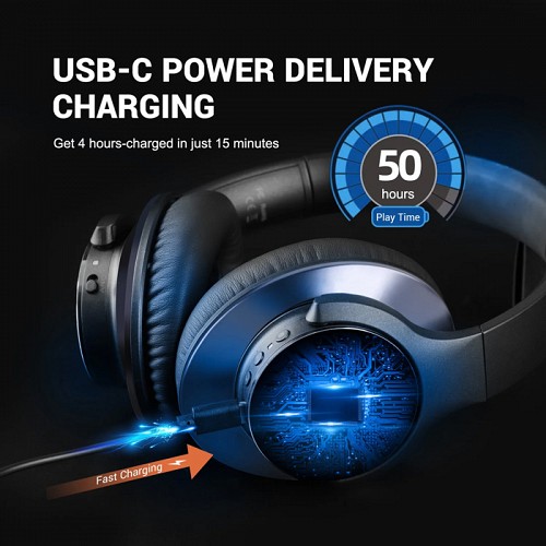 ONEODIO headphones A10, ενσύρματα & ασύρματα, Hi-Res ANC, 40mm, μαύρο OA-A10