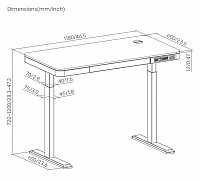 BRATECK ηλεκτρικό γραφείο S08-22DSWW με συρτάρι, 118x60x72~120cm, λευκό S08-22DSWW-WH