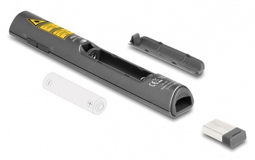 DELOCK τηλεχειριστήριο παρουσιάσεων 64250 με laser & πλήκτρα, 30m, γκρι 64250