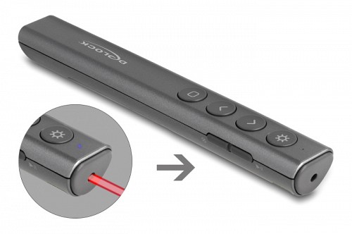 DELOCK τηλεχειριστήριο παρουσιάσεων 64250 με laser & πλήκτρα, 30m, γκρι 64250