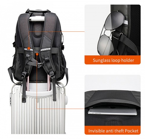 ARCTIC HUNTER τσάντα πλάτης B00388 με θήκη laptop 15.6, USB, 27L, γκρι B00388-GY