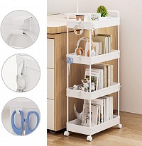 HOME USE τρόλει κουζίνας HUH-0163, 4 θέσεων, 40x21.5x91.5cm, λευκό HUH-0163