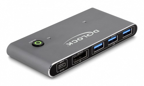 DELOCK DisplayPort KVM switch 18646 με 4x θύρες USB 5Gbps, 8K/30Hz, γκρι 18646