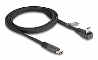DELOCK καλώδιο USB-C 80751, 60W, flat, γωνιακό, 480 Mbps, 1m, μαύρο 80751