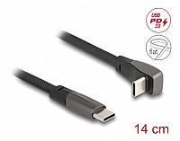 DELOCK καλώδιο USB-C 80750, 60W, flat, γωνιακό, 480 Mbps, 14cm, μαύρο 80750