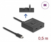 DELOCK USB-C switch 18911, 2 σε 1 bidirectional, 10Gbps, 8K, 100W, μαύρο 18911