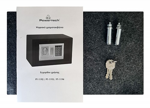 POWERTECH χρηματοκιβώτιο ασφαλείας PT-1192, ψηφιακό κλείδωμα, 31x20x20cm, 6.5kg PT-1192