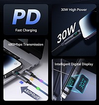 USAMS αντάπτορας Lightning σε USB-C US-SJ681 με οθόνη, 30W, γκρι SJ681LN01