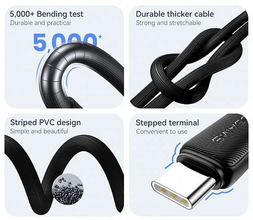 USAMS καλώδιο USB-C σε USB US-SJ688, 3A, 480Mbps, 1m, μαύρο SJ688USB01