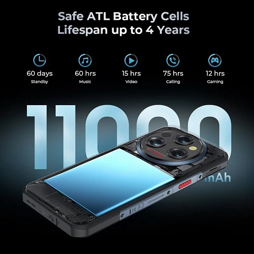 OUKITEL smartphone WP35, 6.6, 8/256GB, 5G, 11000mAh, IP68/IP69K, γκρι WP35-BK