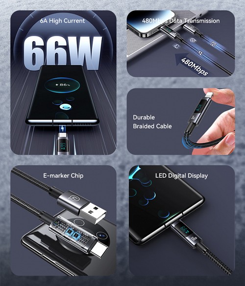 USAMS καλώδιο USB-C σε USB US-SJ673, 66W, 480Mbps, 1.2m, μαύρο SJ673USB01
