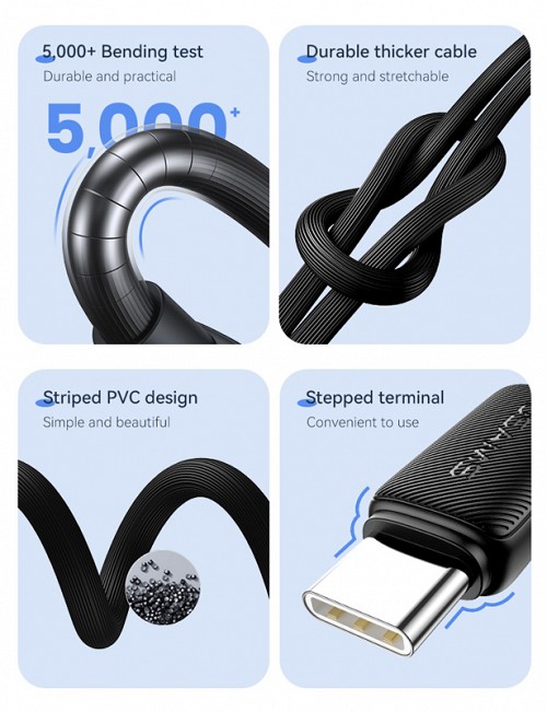 USAMS καλώδιο USB-C σε USB-C US-SJ691, 60W, 480Mbps, 1m, ροζ SJ691USB04