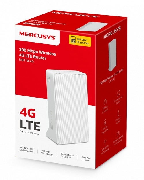 MERCUSYS router MB110-4G, 4G LTE, WiFi 300 Mbps, Ver. 2.0 MB110-4G-V2