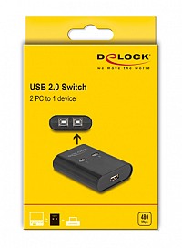 DELOCK USB Type B switch 11503, 2 σε 1, μαύρο 11503-DE