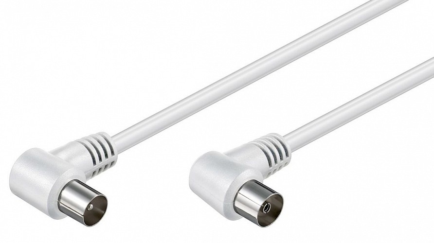POWERTECH καλώδιο κεραίας RF αρσενικό - RF θηλυκό CAB-V003, γωνιακό, λευκό, 1.5m CAB-V003