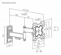 POWERTECH επιτοίχια βάση τηλεόρασης PT-1278, 13-32, έως 20kg, full motion PT-1278