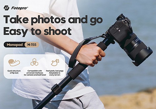 FOTOPRO μονόποδο φωτογράφισης N-155, πτυσσόμενο έως 155cm, έως 2kg, μαύρο N-155