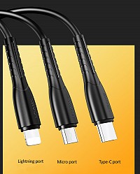 USAMS φορτιστής αυτοκινήτου C13 & καλώδιο 3 σε 1, 2x USB, 2.1A, μαύρο NTU35YTSC13TZ