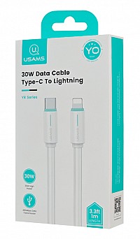 USAMS καλώδιο Lightning σε USB-C US-SJ735, 30W, 480Mbps, 1m, λευκό SJ735USB02
