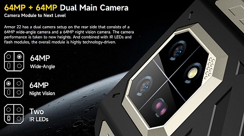 ULEFONE smartphone Armor 22, 6.58, 8/256GB, 6600mAh, IP68/IP69K, μαύρο ARMOR22-256-BK