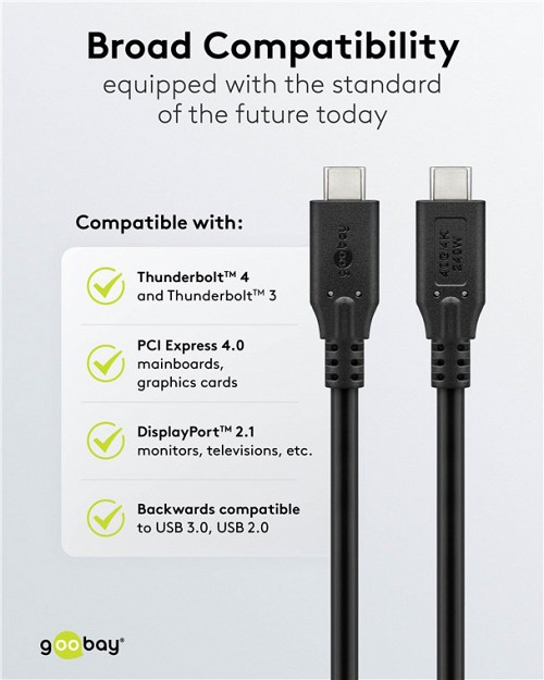 GOOBAY καλώδιο USB-C 74185, USB4, 240W, 40Gbps, 8K/60Hz, 1.8m, μαύρο 74185