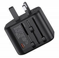 USAMS φορτιστής/αντάπτορας πρίζας US-CC179, USB-C & 2x USB, universal, 20W, μαύρος CC179TC01