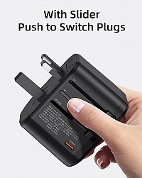 USAMS φορτιστής/αντάπτορας πρίζας US-CC179, USB-C & 2x USB, universal, 20W, μαύρος CC179TC01
