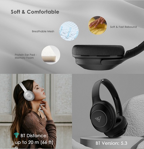 DOQAUS headphones FOCUS 5, ασύρματα & ενσύρματα, Φ40mm, 1000mAh, μαύρα FOCUS5-BK