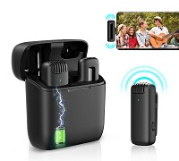 APEXEL ασύρματο μικρόφωνο APL-MIC013 με θήκη φόρτισης, Lightning, 2.4GHz, μαύρο APL-MIC013